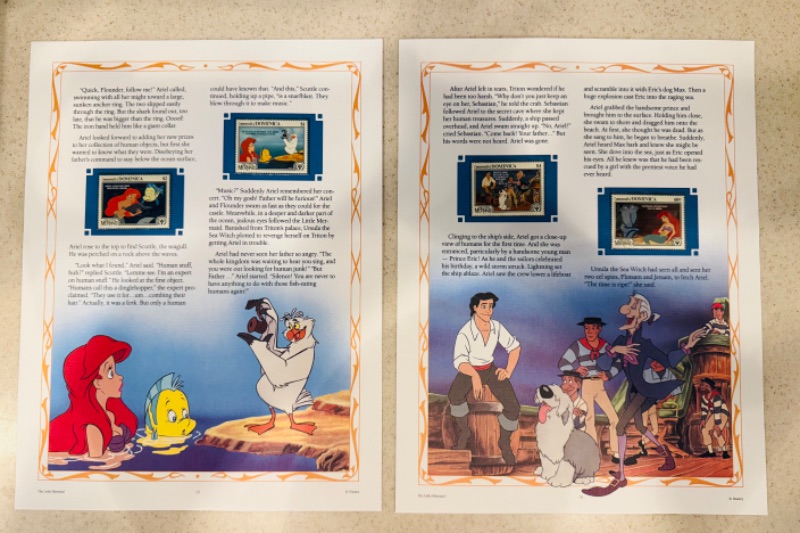Photo 1 of 1990 CLASSIC DISNEY MOVIE "THE LITTLE MERMAID" COLLECTOR STAMP PANELS
