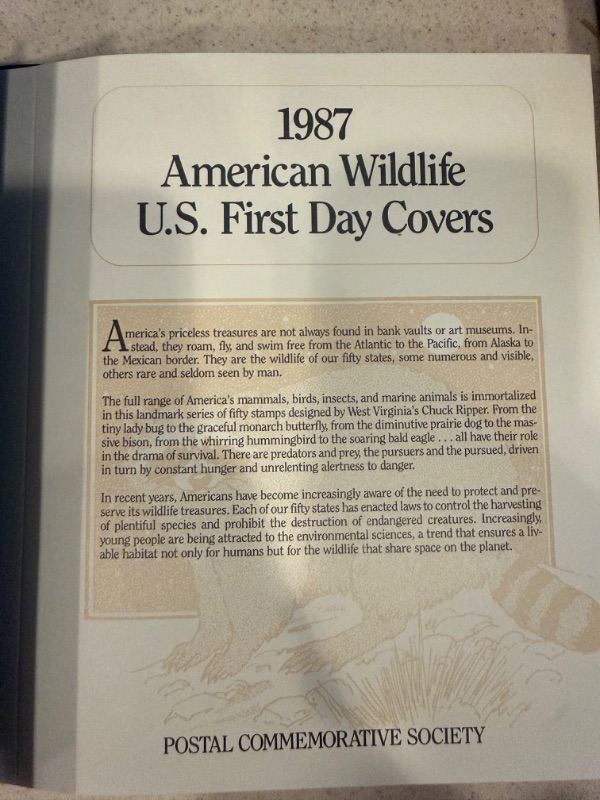 Photo 1 of 1987 AMERICAN WILDLIFE US FIRST DAY COVERS POSTAL COMMEMORATIVE SOCIETY BOOK