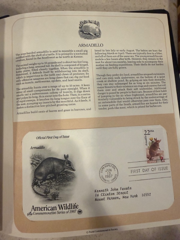 Photo 1 of 1987 AMERICAN WILDLIFE US FIRST DAY COVERS POSTAL COMMEMORATIVE SOCIETY BOOK