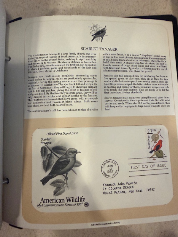 Photo 1 of 1987 AMERICAN WILDLIFE US FIRST DAY COVERS POSTAL COMMEMORATIVE SOCIETY BOOK