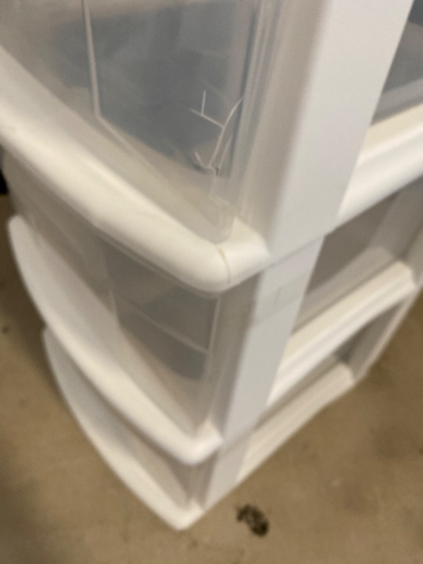 Photo 1 of Drawer Tower, 3-Tier Storage Cart with Removable Wheels, White Frame