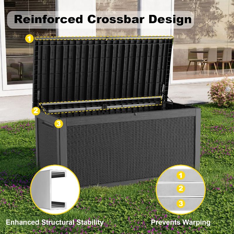 Photo 1 of 320 Gallon Deck Box Waterproof Outdoor Storage UV Resistant Black