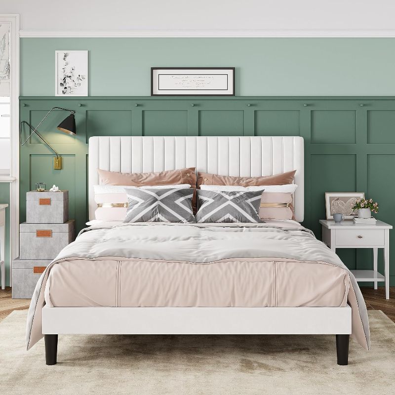 Photo 1 of SHA CERLIN Full Size Bed Frame, Wooden Headboard and Footboard, Black Oak