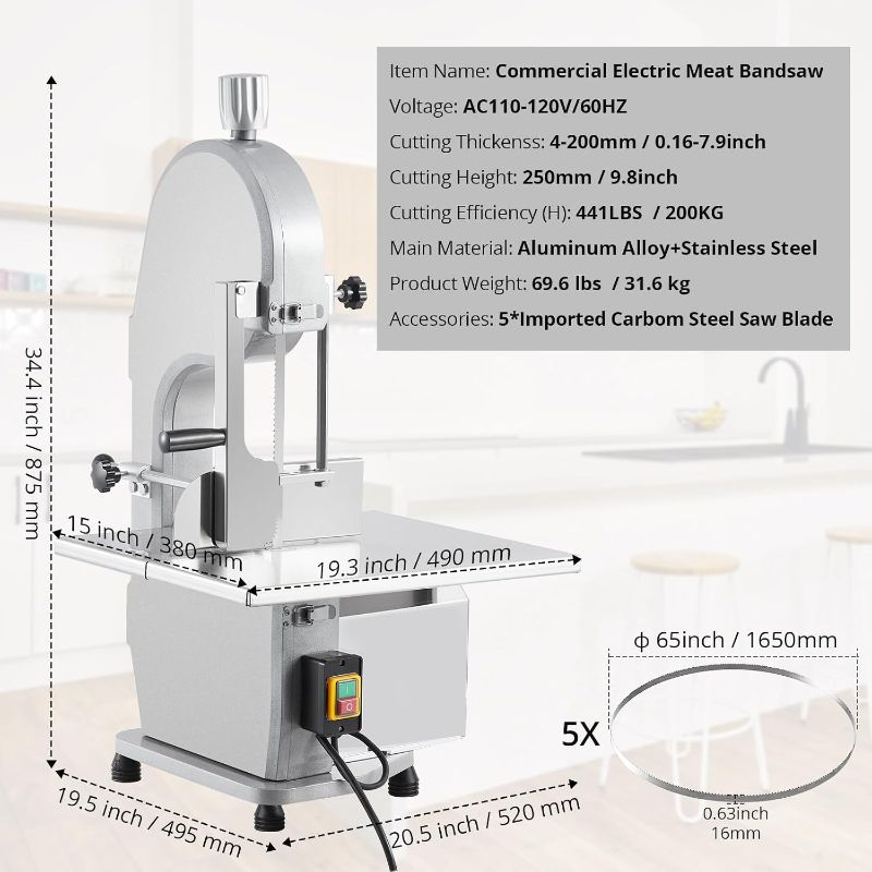 Photo 1 of Electric Meat Cutter Machine, 1100W Electric Bone Saw