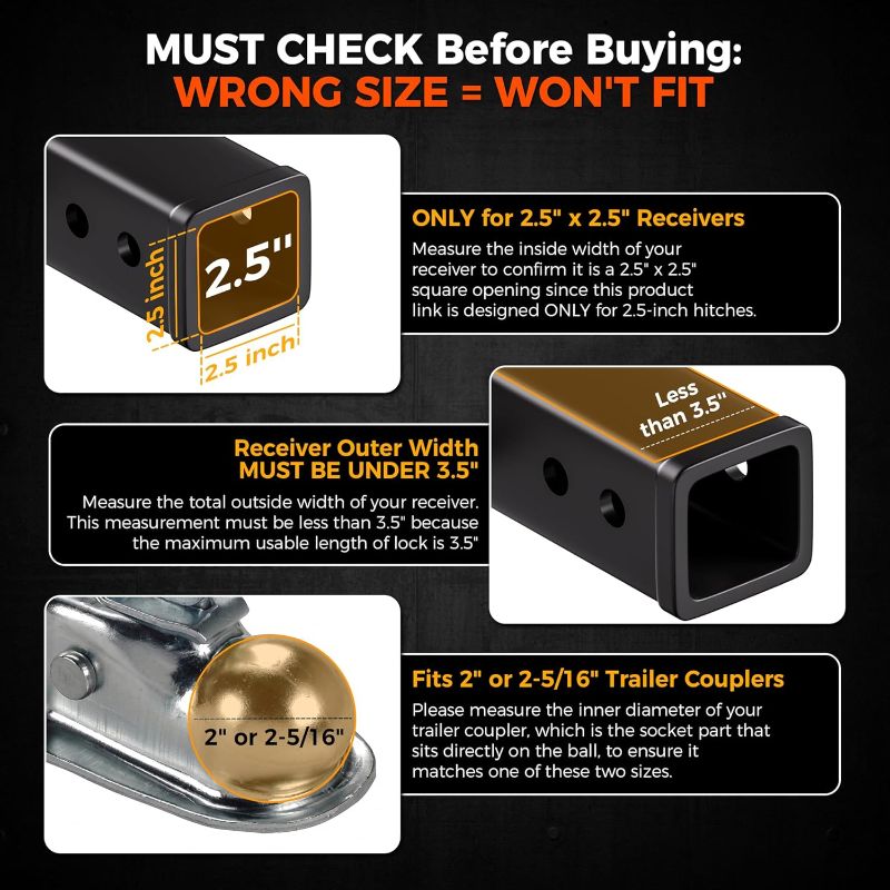 Photo 1 of CAMMOO 2.5" Adjustable Trailer Hitch Receiver