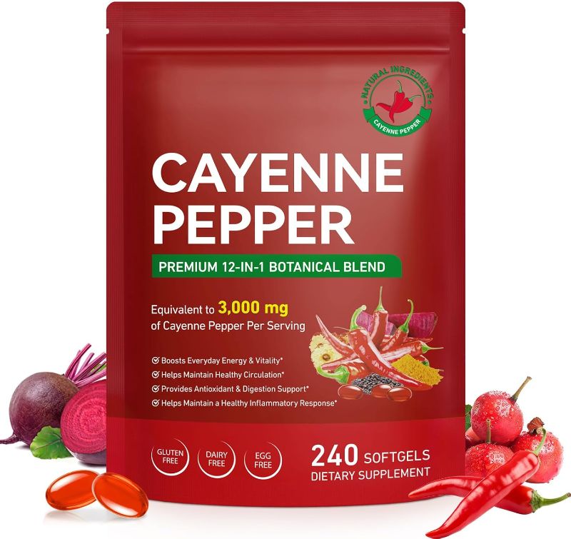 Photo 1 of Cayenne Pepper Softgels Supplement | 12-in-1