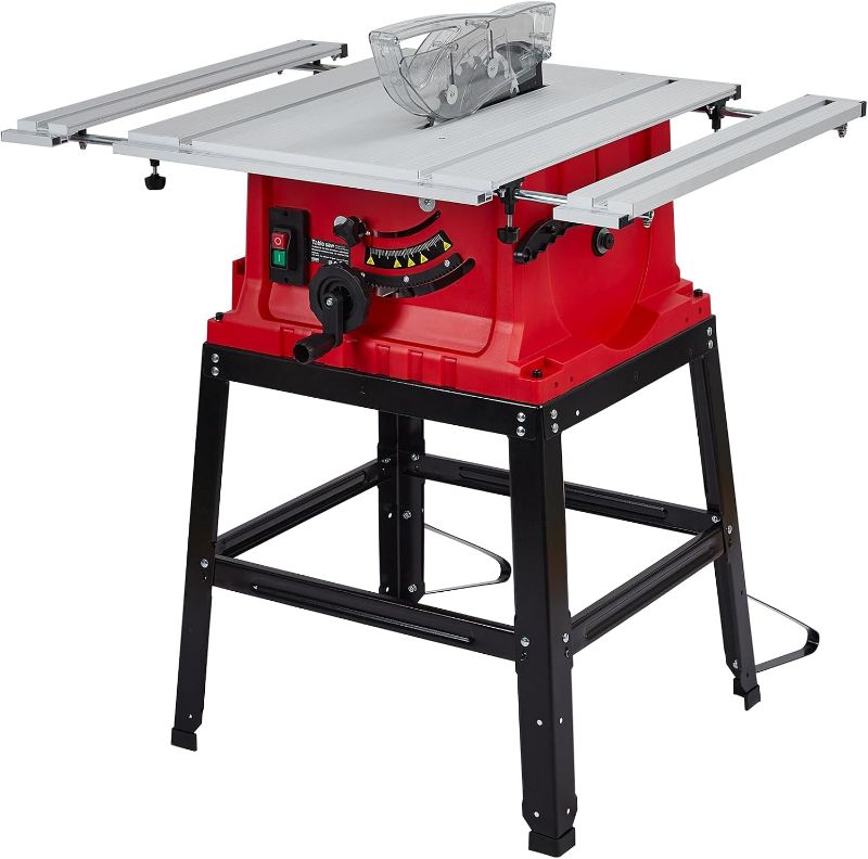 Photo 1 of 10 inch Table Saw, Portable Benchtop Table Saw, Stand & Push Stick, 5000RPM, Adjustable Blade Height, With Port for Connecting Dust Collector, 90°Cross Cut & 0-45°Bevel Cut