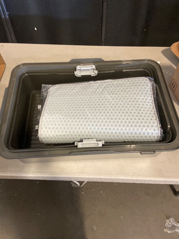 Photo 1 of High-Sided Stainless Steel XL Cat Litter Box for Cats - Stainless Steel Litter Box with Lid MEDIUM Metal Cat Litter Box clear lid