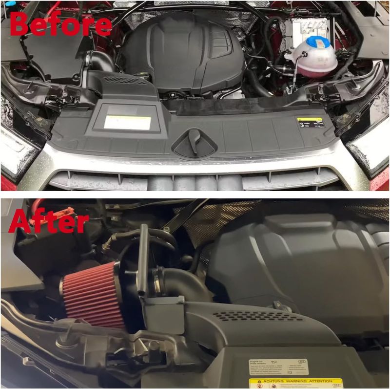 Photo 1 of Cold Air Intake Compatible with 2018+ Audi Q5 B9 2.0T 45 TFSI EA888 2.0T Aluminum Pipe, High - Flow Filter