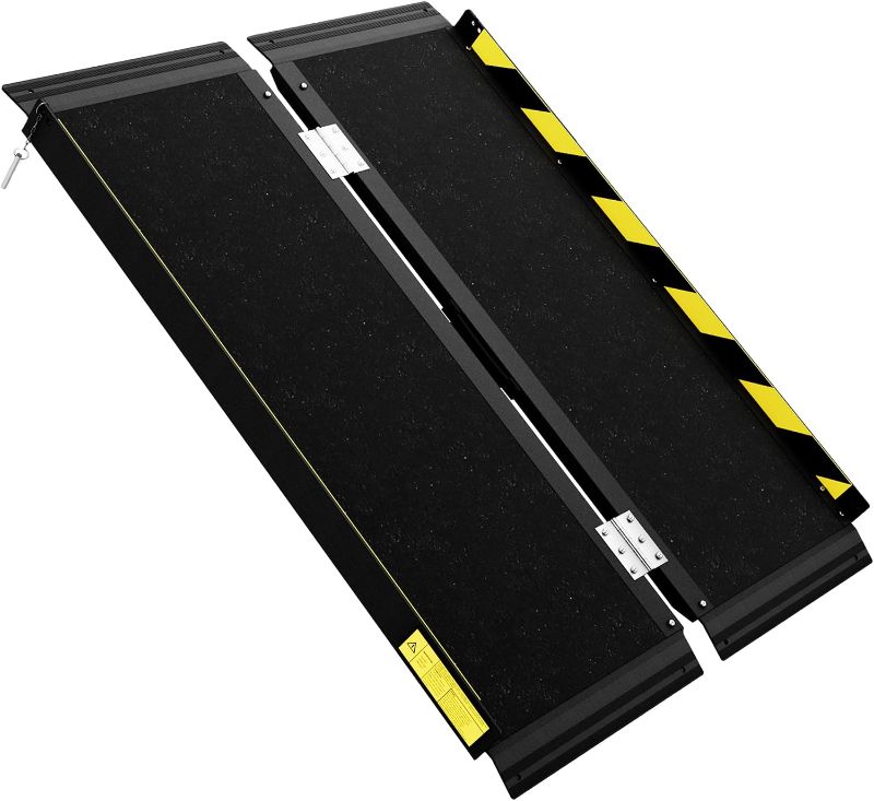 Photo 1 of 3FT Black Portable Wheelchair Ramp for Home Steps, Non-Skid Aluminum Ramp