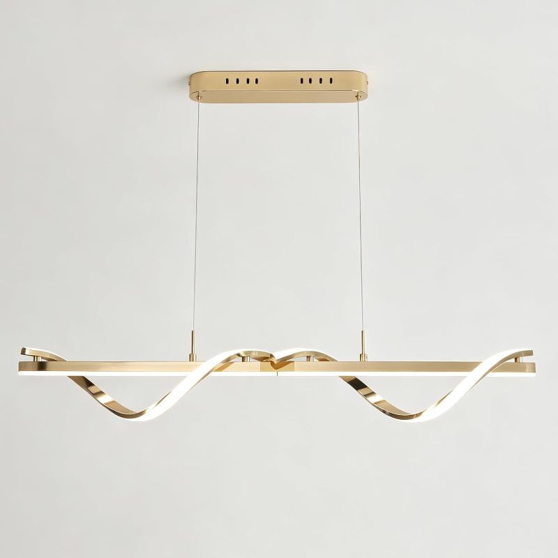 Photo 1 of 40" Linear Chandelier Gold Finish Modern LED Pendant Light