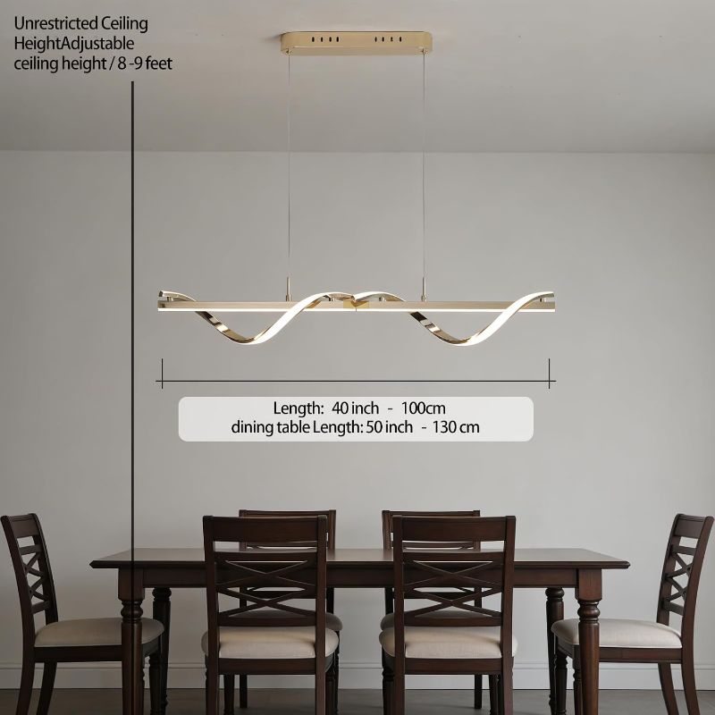 Photo 1 of 40" Linear Chandelier Gold Finish Modern LED Pendant Light
