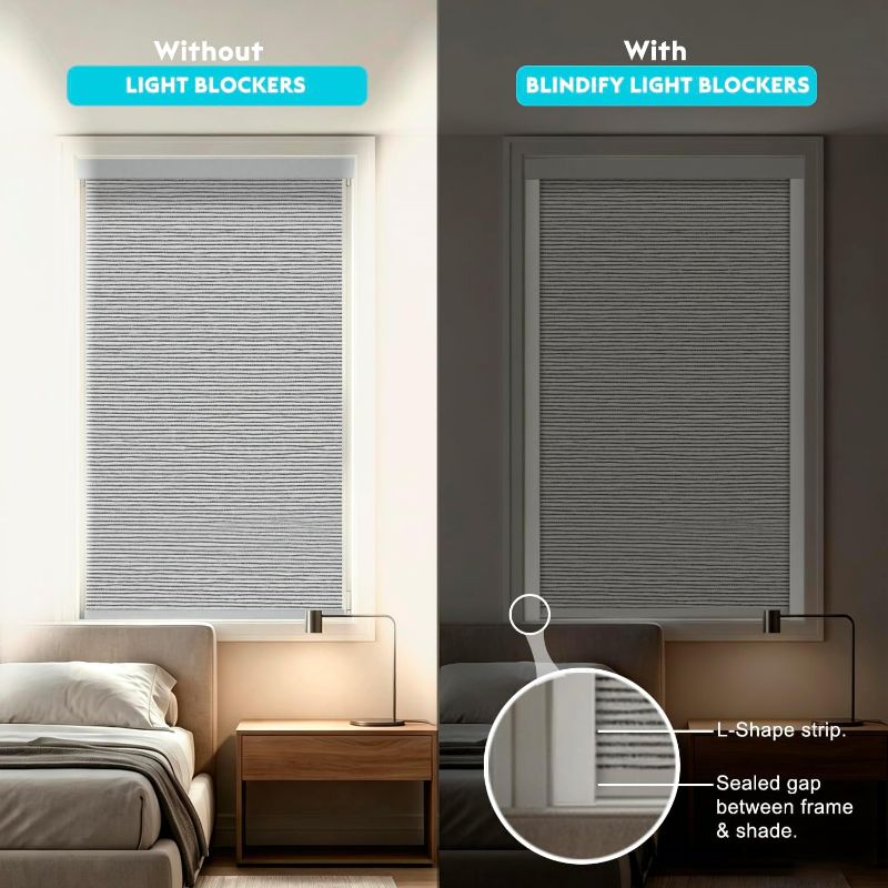 Photo 1 of Window Light Blocker, L-Shaped Light Blocking Strips for Blackout Shades and Blinds, Guard Blinds Blackout Side Tracks for Bedroom, White (4 Pcs)