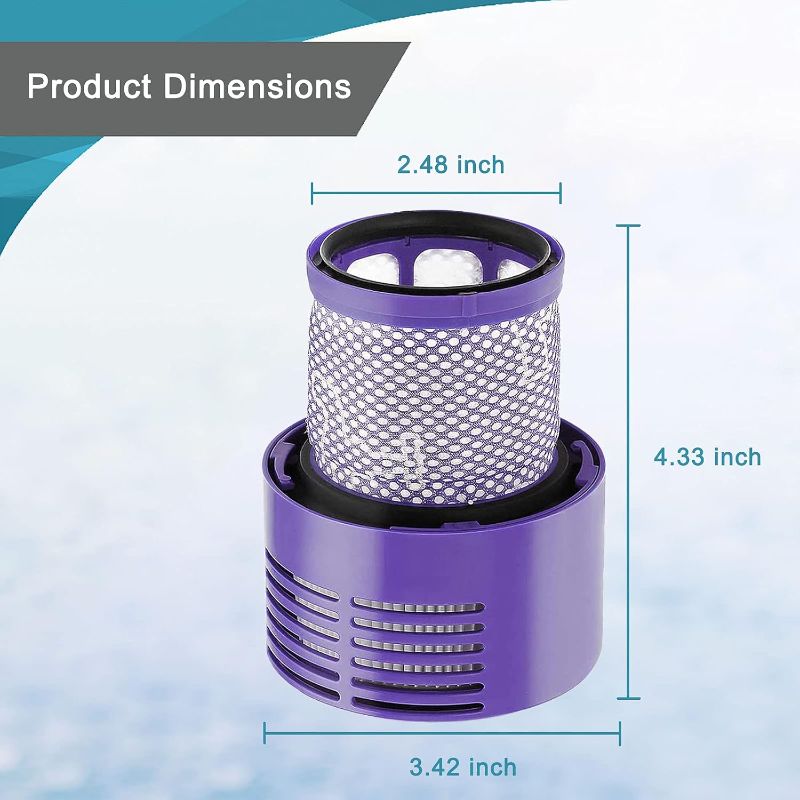 View 2 of 4 Pack V10 Filters Replacement Parts Compatible with Dyson V10 Cyclone Series, Cyclone V10 Absolute, Cyclone V10 Animal, V10 Total Clean, SV12, Replace Part No. 969082-01