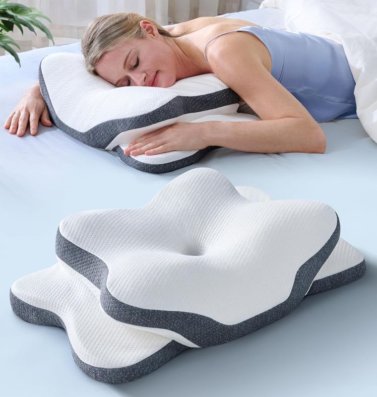 Photo 1 of 5X Pain Relief Cervical Neck Pillow for Neck Support, Ergonomic Cooling Side Sleeper Pillow for Sleeping, Odorless Contour Memory Foam Pillows, Orthopedic Bed Pillow for Side Back Stomach Sleeper