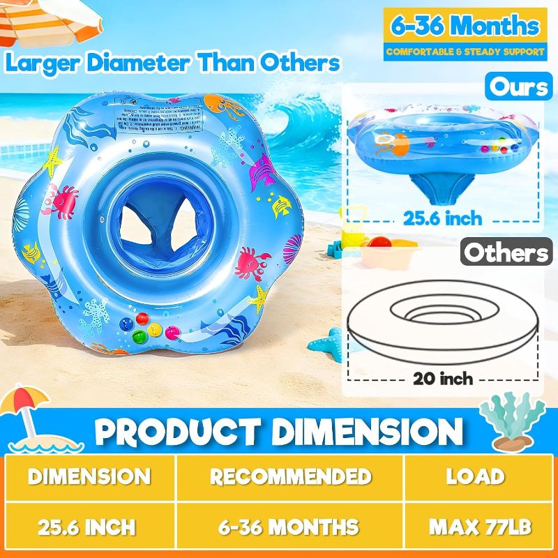 View 2 of 25.6" Inflatable Baby Pool Float for 6-36 Months Infant Toddler