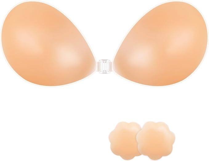 Photo 1 of NONIO Adhesive Bra Strapless Sticky Invisible Push up Reusable Silicone The Best Off Backless Viscous for Women