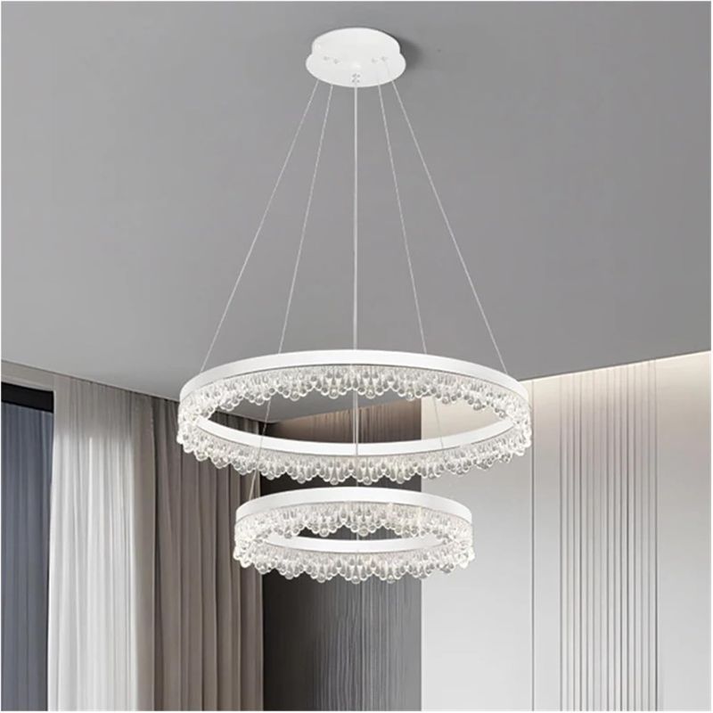 Photo 1 of Ring Crystal Chandelier Multi Circle LED Hanging Pendant Light,Modern