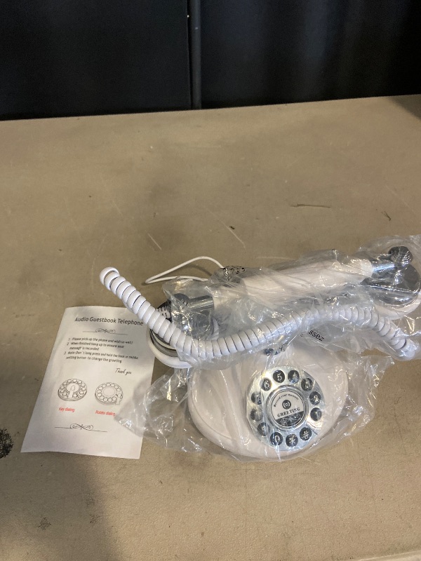 View 3 of FunkyFon Cable Vintage Rotary Landline Telephone, White