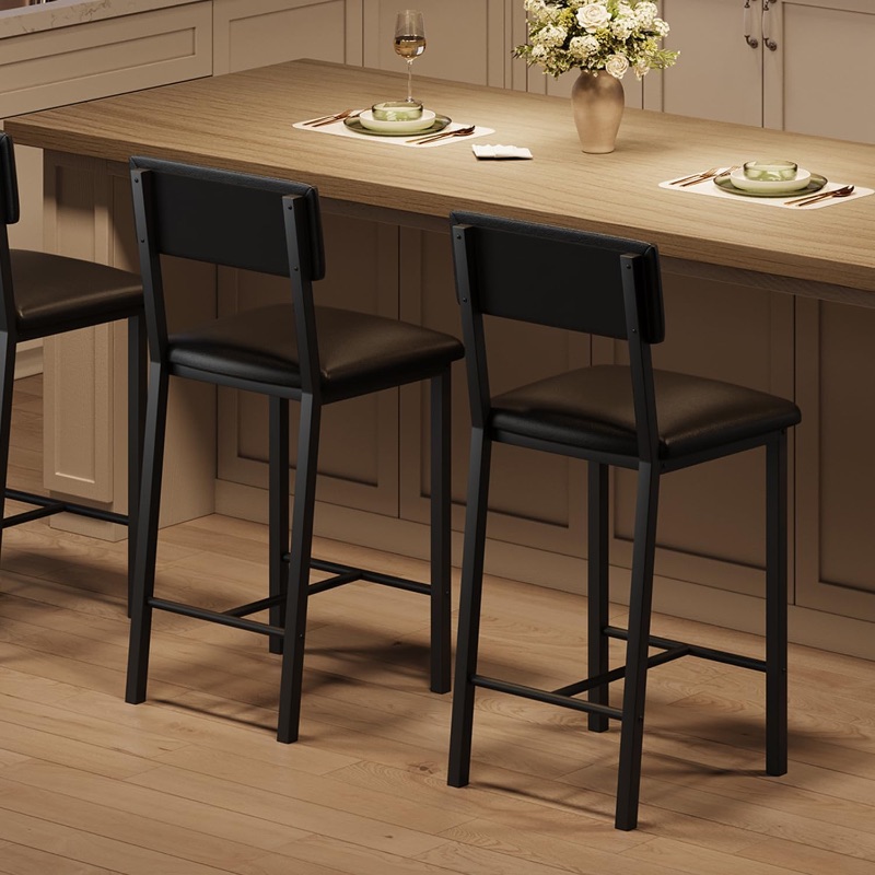 Photo 1 of Bar Stools Set of 2 with Backrest & Footrest for Kitchen Island