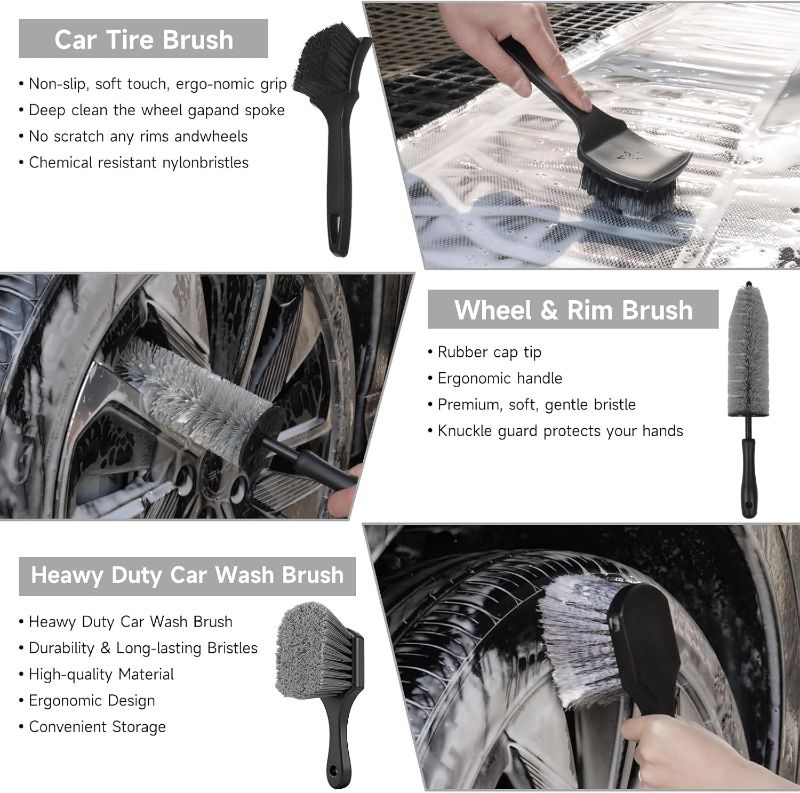 View 2 of ar Detailing Kit, Car Detailing Brush Set, Car Cleaning Kit, Auto Detailing Tools for Interior Exterior Wheels,