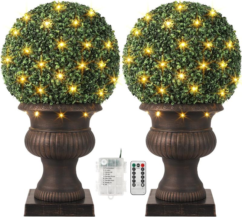 Photo 1 of GarveeHome 20" Artificial Plant Topiary Ball, Pre-Lit Artificial Topiary