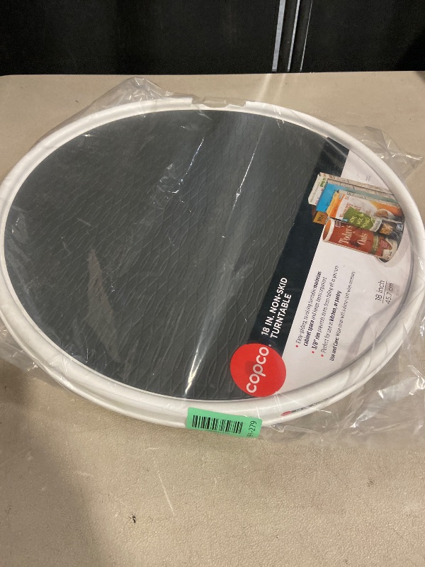 View 3 of Copco 18 Inch Lazy Susan Turntable Organizer Nonslip Rotating White Gray