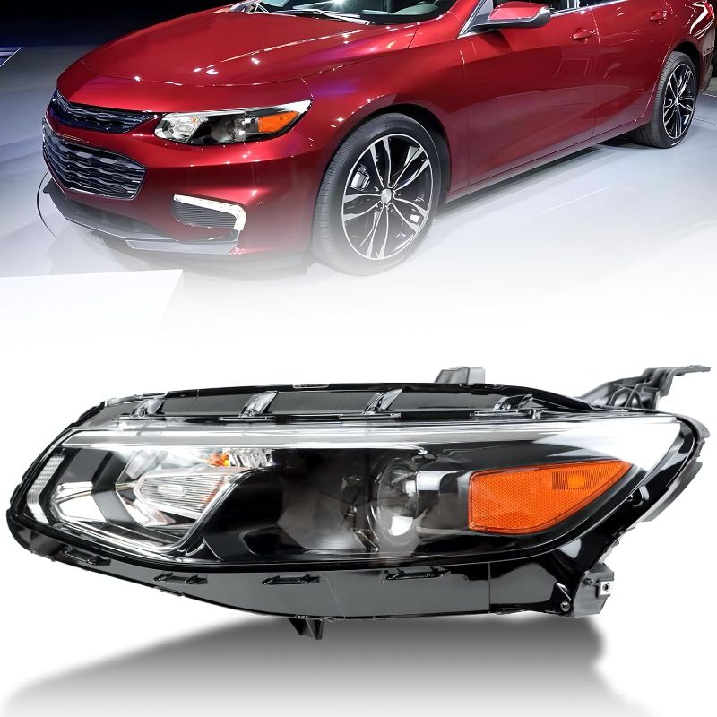 Photo 1 of Headlight Assembly Compatible With Chevy Chevrolet Malibu XL (Low) 2016 2017 2018 Halogen Headlamp Replacement Front Light Driver left Side GM2502426 84088430