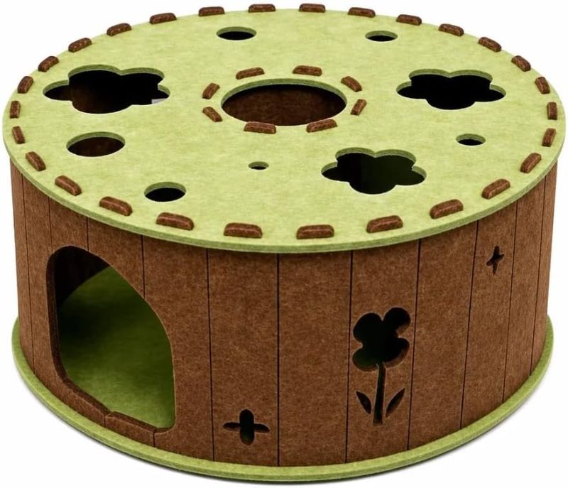 Photo 1 of Felt Donut Cat Tunnel Bed and Interactive Toy,Double Deck Donut Cat Cave House with Sunken Nest, Claw Resistant Hideaway Play Toy Cozy Cat Cave Bed for Indoor Kittens Cats?Model 4 (23.6 x 11.8 in)