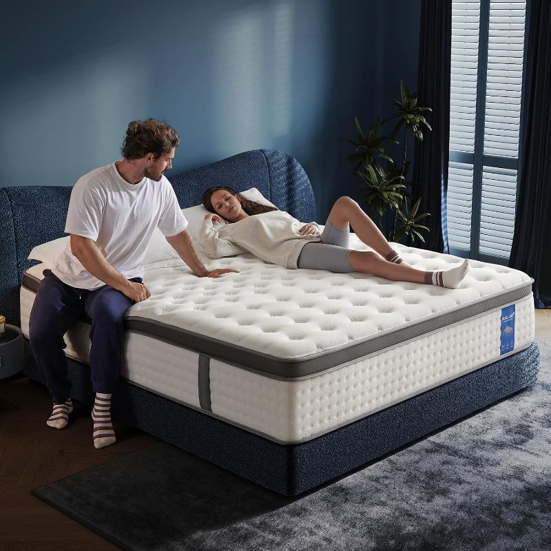 Photo 1 of KOULABR Z Queen Size Mattress, 14 Inch Hybrid Mattress in a Box, Gel Memory Foam Individually Wrapped Pocket Coils Innerspring Pressure Relief, Firm