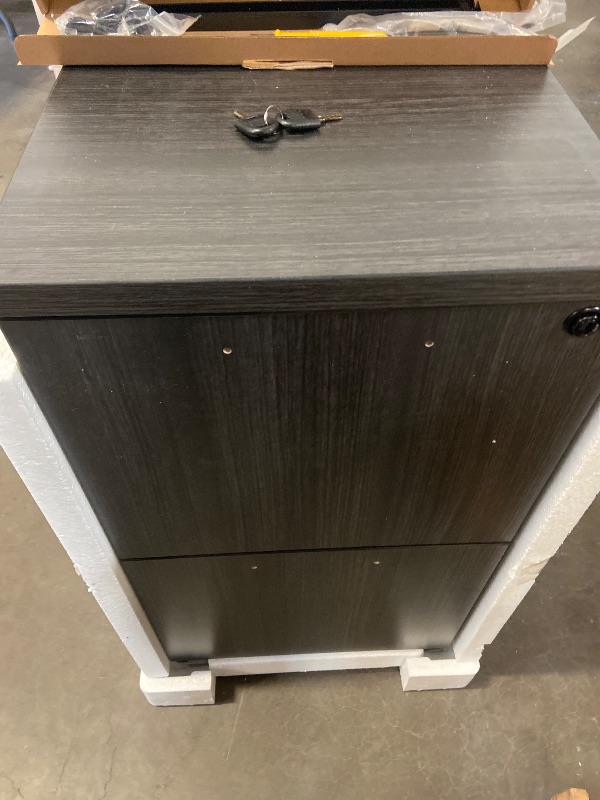 View 2 of File Cabinet, 2 Storage Drawers Filing Cabinet, Gris