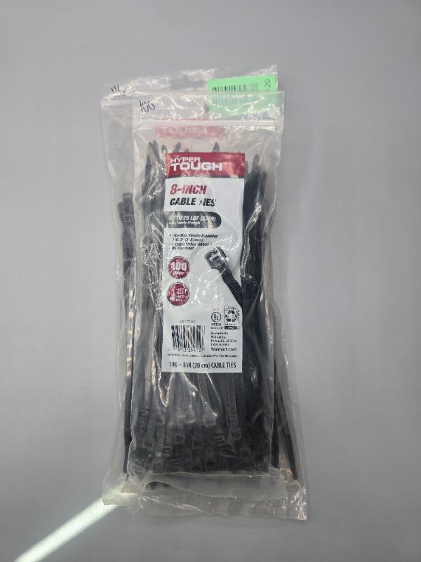 Photo 1 of 216 count Hyper Tough 8 Inch Cable Tie 75lbf Black Color