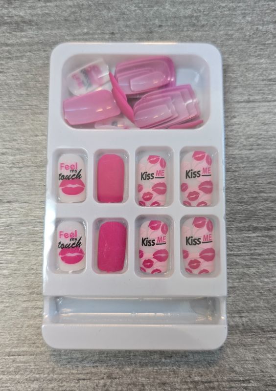 Photo 1 of Pink Girly Square Matte Kiss Me Press On Nails 