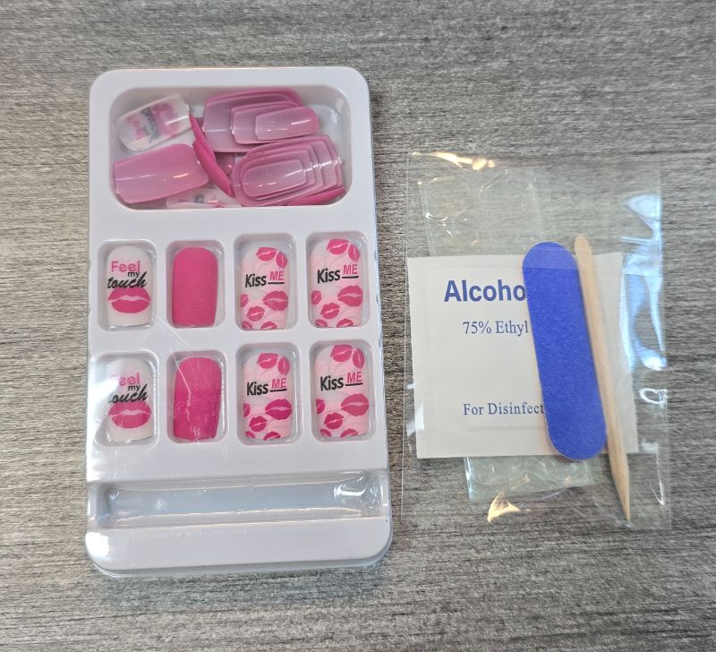Photo 1 of Pink Girly Square Matte Kiss Me Press On Nails 