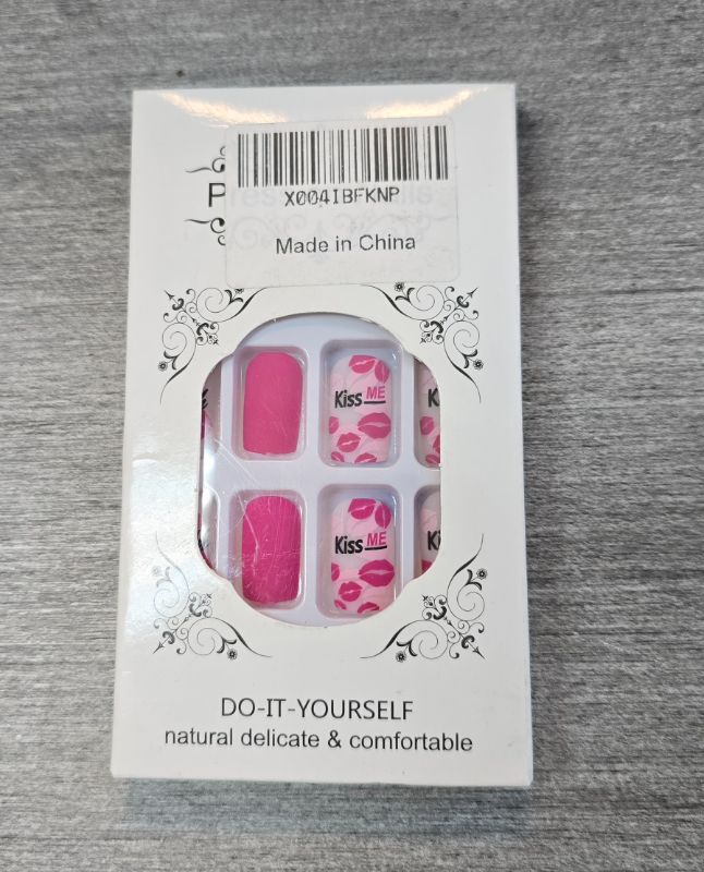Photo 1 of Pink Girly Square Matte Kiss Me Press On Nails 