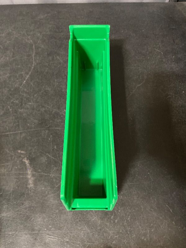 Photo 1 of 4 Pack Akro-Mils 30110 Plastic Shelf Bins, Heavy Duty Storage Bins for Garage, Closet, and Drawer Organization, 12-Inch x 3-Inch x 4-Inch, Green, 