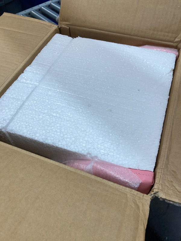 Photo 1 of **missing other boxes**Merax King Size Kids Floor Bed, Daybed Frame with Fence and Stairs, Upholstered Wood Bed for Living Room, White+Pink