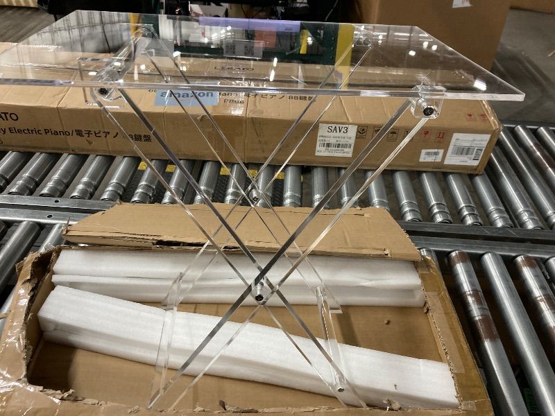 Photo 1 of **ONLY ONE/HAS CRACKS ON TOP TWO SIDES**Beeveer 2 Pcs Acrylic Foldable TV Dinner Table Clear Small Folding TV Tray Space Saving Acrylic Dining Table for Eating Snack Coffee Bed Desk Side Living Room Kitchen Furniture Easy Assembly