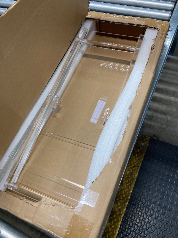 Photo 1 of **ONLY ONE/HAS CRACKS ON TOP TWO SIDES**Beeveer 2 Pcs Acrylic Foldable TV Dinner Table Clear Small Folding TV Tray Space Saving Acrylic Dining Table for Eating Snack Coffee Bed Desk Side Living Room Kitchen Furniture Easy Assembly