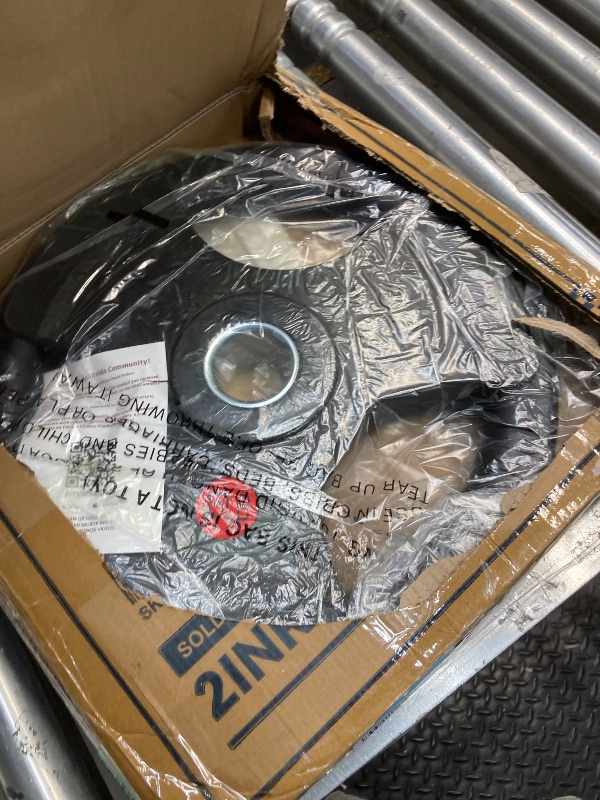 Photo 1 of ?45LB Single?2" Cast Iron Weight Plate | 45 LB Gym Plate with Silver Numbers | For Standard Barbell Bars & Home Fitness