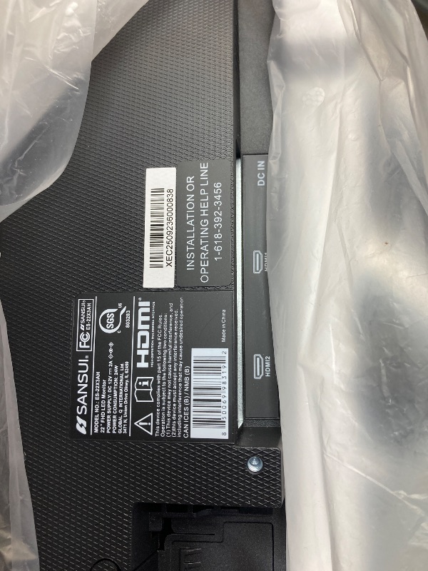 Photo 1 of **PARTS ONLY/NO REFUNDS NO RETURNS***SANSUI 22 Inch 120Hz Monitor, FHD Computer Monitor 4000:1 Contrast Ratio with Adaptive Sync, HDR 100% sRGB, HDMI x 2, VESA Mount, Eye Care for Home/Office (ES-22X3AH, One HDMI Cable Included).
