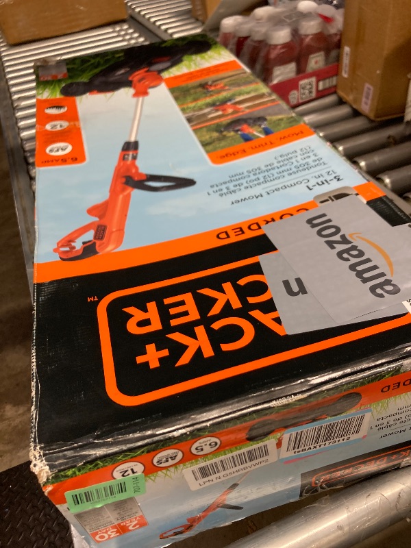 Photo 1 of **MISSING PARTS**BLACK+DECKER Electric Lawn Mower, Weed Eater and Edger 3-in-1 Combo, Corded 12-Inch 6.5 Amp Electric Weed Wacker and Compact Push Mower (BESTA512CM)