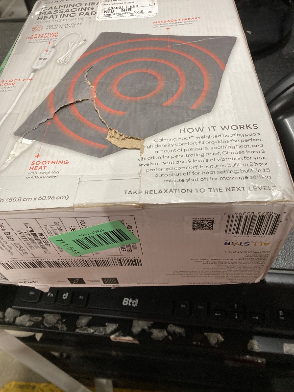 Photo 1 of ***DAMAGE -NON-FUNCTIONAL SELLING AS IS*** Calming Heat XXL Wide Massaging Vibrations Weighted Heating Pad by Sharper Image | Auto Shut-Off Feature, Gift for Holidays, Women & Men | 3 Heat, 9 Massage, 20” x 24”, 5 lbs