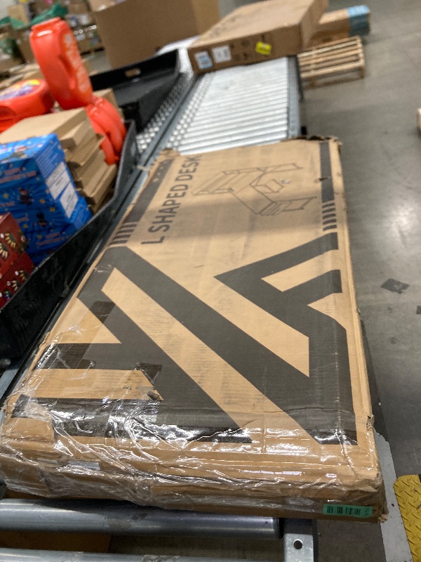 Photo 1 of **Desk parts are missing
ODK 53 Inch L Shaped Gaming Desk with LED Lighting, Reversible Desk with Power Outlets, Cornor Computer Table with Storage Shelves & Bag & Iron Hook, Home Office Table for Writing, Study, Black