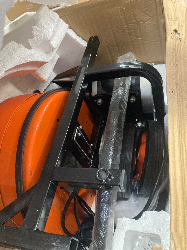 Photo 1 of **with a lot damaged**VEVOR 100 FT x 1/2 Inch Drain Cleaner Machine, Sewer Snake Auger Auto Feed with 4 Cutter & Air-activated Foot Switch for 2" to 4" Pipes, Orange, Black