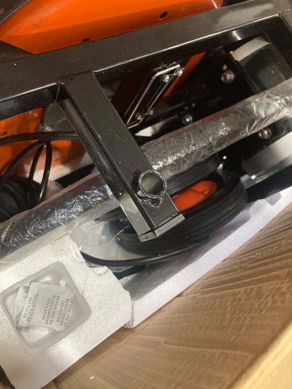 Photo 1 of **with a lot damaged**VEVOR 100 FT x 1/2 Inch Drain Cleaner Machine, Sewer Snake Auger Auto Feed with 4 Cutter & Air-activated Foot Switch for 2" to 4" Pipes, Orange, Black