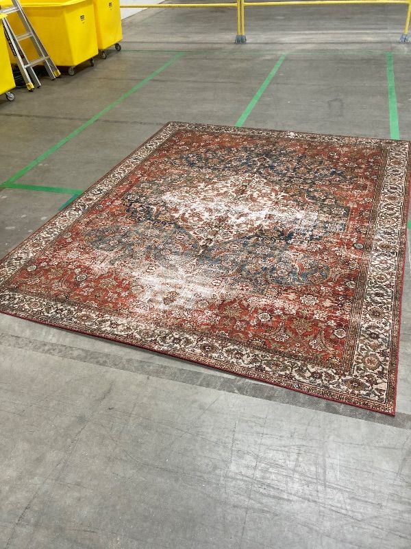 Photo 1 of ***DISTRESSED*** Loloi Layla Collection LAY-05 Ocean/Multi 7'-6" x 9'-6" .13" Thick Area Rug, Soft, Durable, Vintage Inspired, Distressed, Low Pile, Non-Shedding, Easy Clean, Printed, Living Room Rug