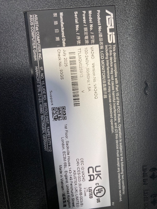 Photo 1 of ***BROKEN*NON RETURNABLE*NON REFUNADABLE*NO EXCEPTIONS***
ASUS 24-Inch Desktop Monitor - 1080P Full HD, 75Hz, IPS, Adaptive-Sync/FreeSync, Eye Care, HDMI DisplayPort VGA, Frameless, VESA Wall Mountable - VA24DQ***BROKEN*NON RETURNABLE*NON REFUNADABLE*NO E