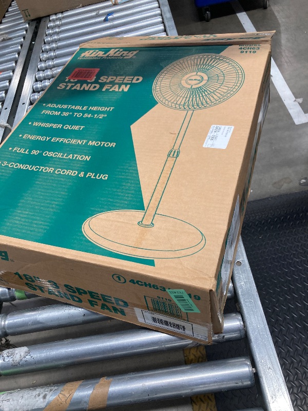 Photo 1 of **PARTS ONLY**Air King 9119 18-Inch 3-Speed Commercial Grade Adjustable Oscillating Pedestal Fan, 1/20-Horsepower, White