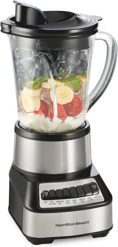 Photo 1 of **MISSING GLASS JAR/NEEDS CLEANING***Hamilton Beach Wave Crusher Blender For Smoothies With 40 Oz Glass Jar and 14 Functions, Ice Sabre Blades & 700 Watts for Consistently Smooth Results, Black + Stainless Steel (54221)